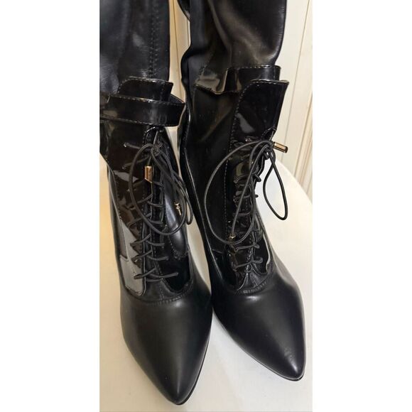 Adriana New York Womens Lace Up High-Heel Over the Knee Marco Boots Black Size 8 - Picture 9 of 16